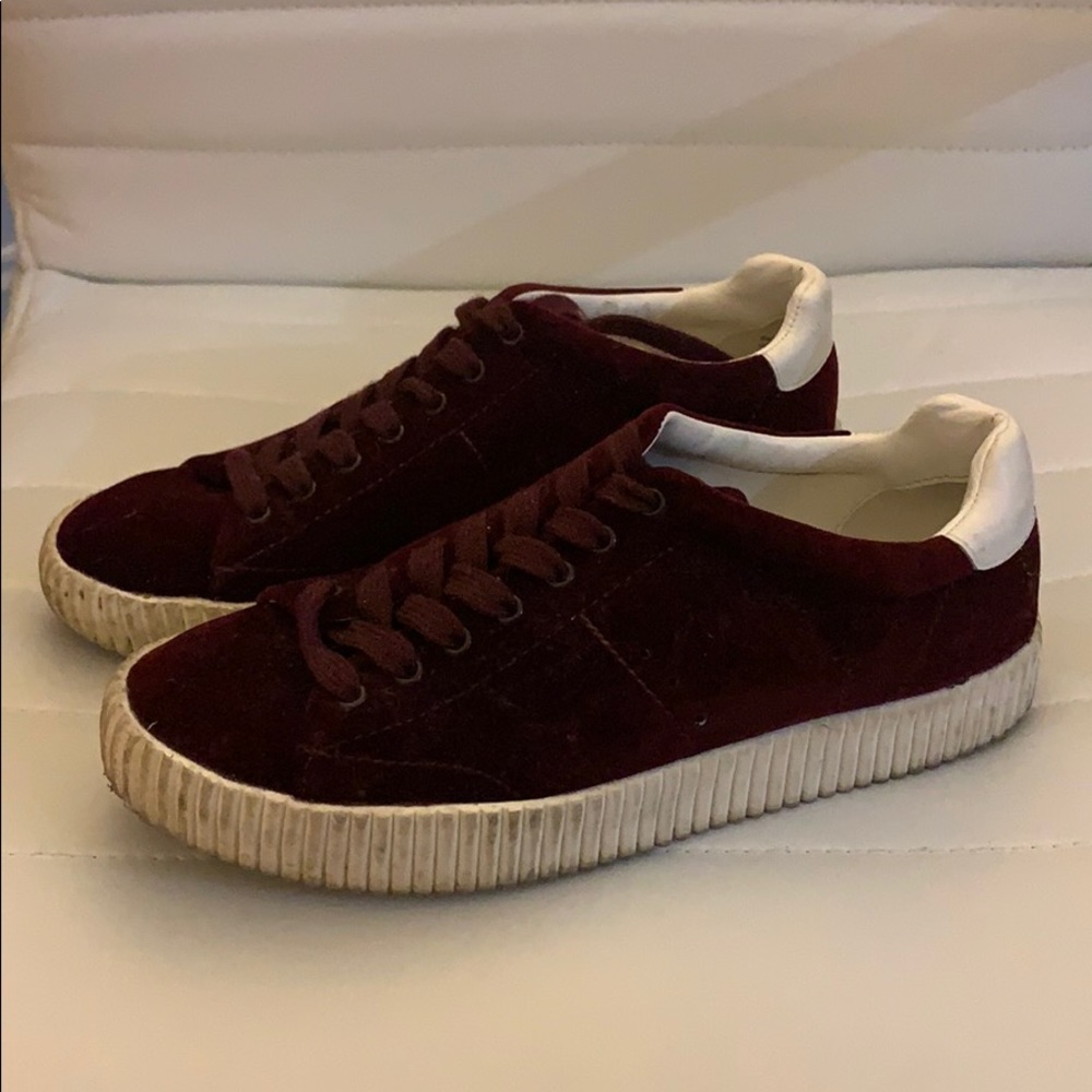 Aldo Burgundy Velvet Sneakers